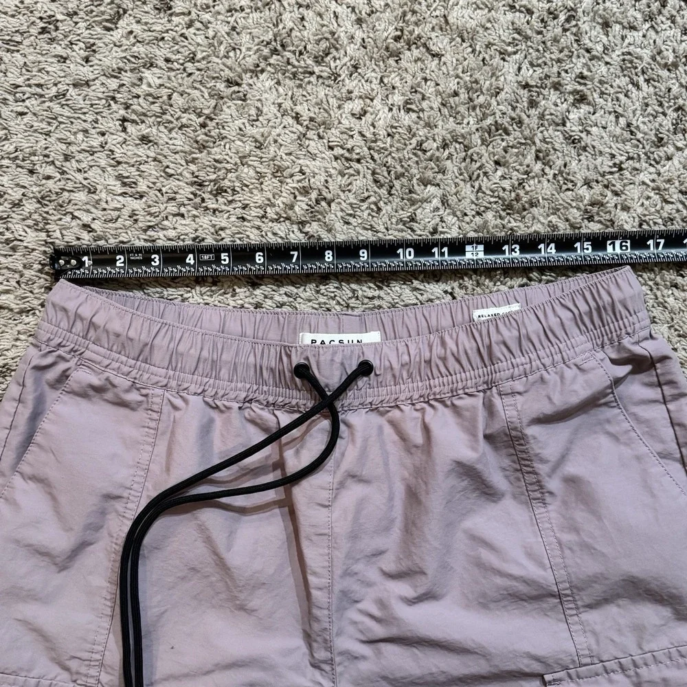 PacSun Men's Relaxed Cargo Jogger Pants Large Mauve Elastic Waist Drawstring - Picture 10 of 14